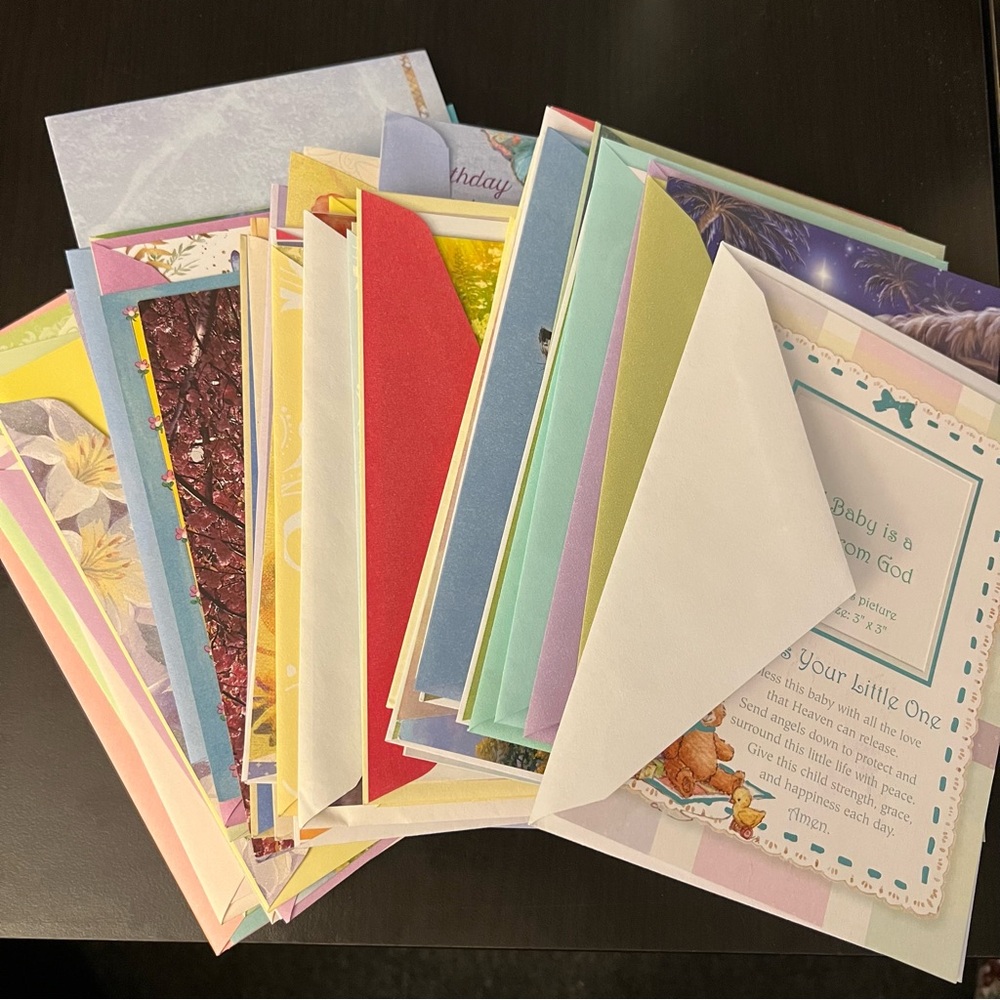 Bundle of Religious Greeting Cards Birthday Easter Get Well Sympathy & More‎